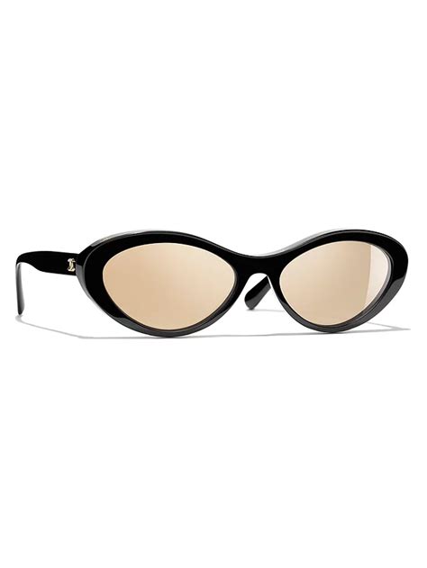 CHANEL Oval Sunglasses CH5416 Black/Beige.